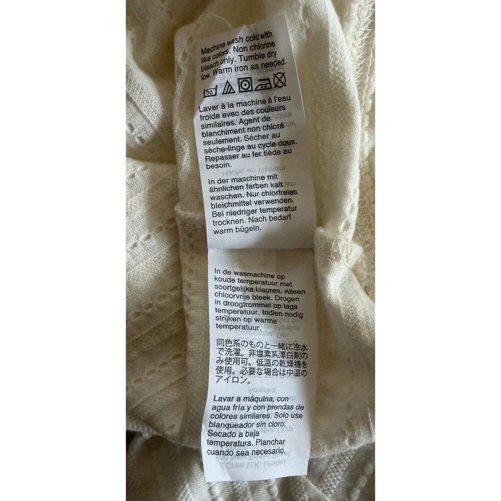Madewell Texture & Thread Bubble Long Sleeve Top Women Size XS Cream Blouse